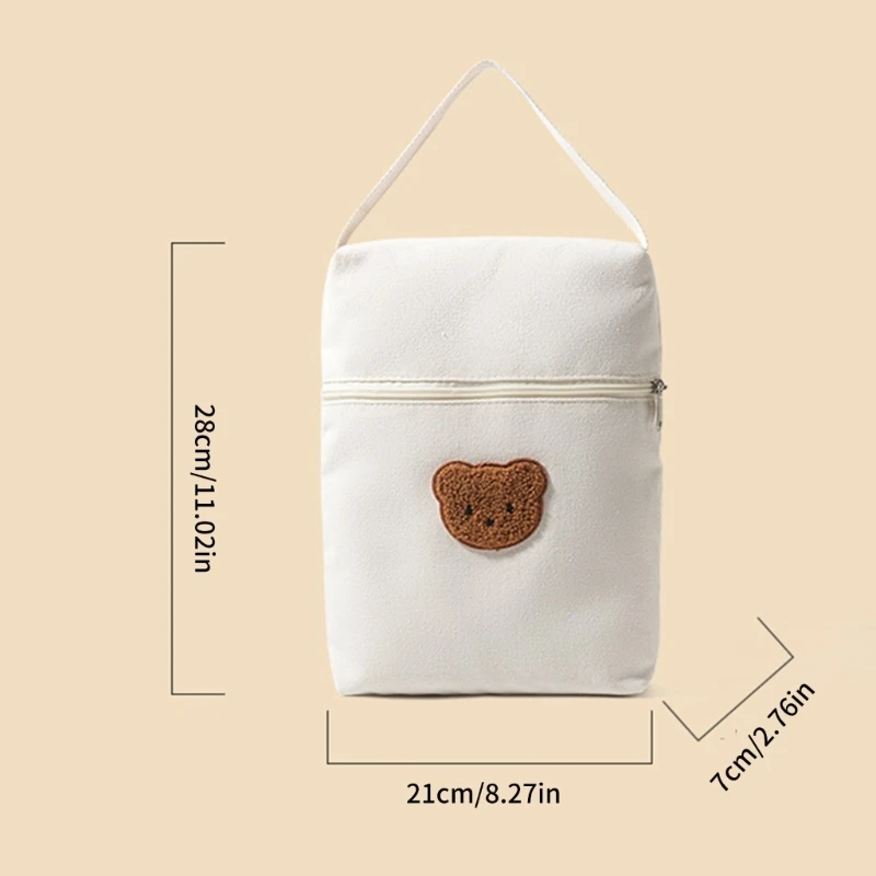 F19f bolsa fraldas bebê com urso desenho animado, resistente desgaste, bolsa mãe, capa portátil