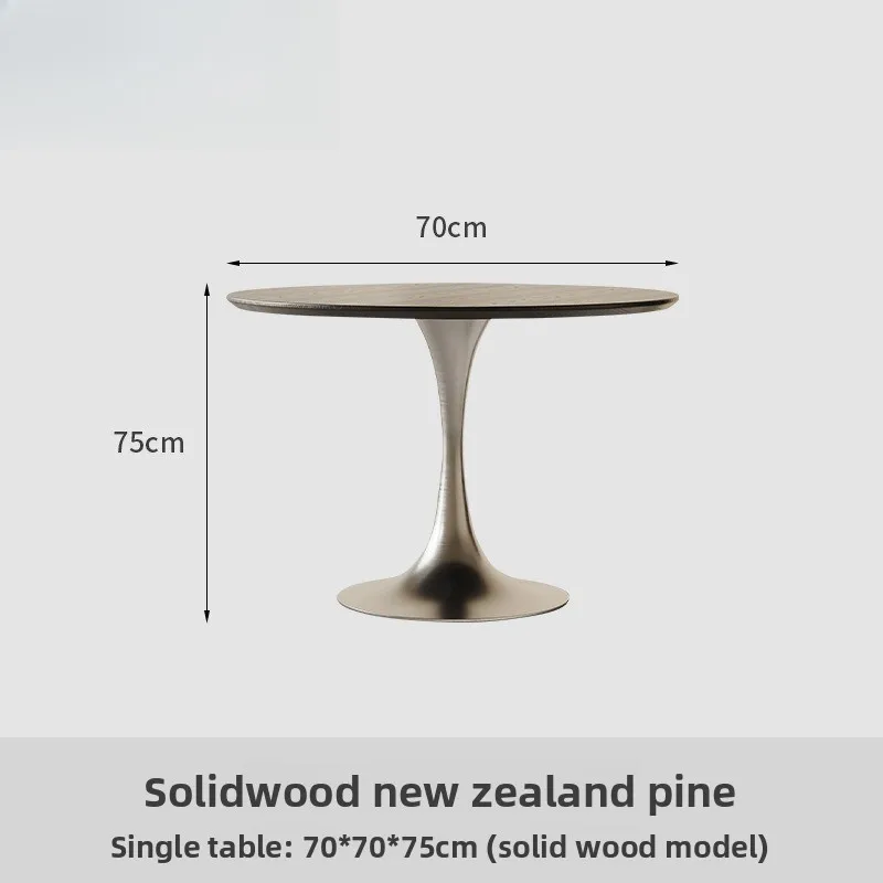 Medieval solid wood round table, dining table, chair set, household dining table, stainless steel round