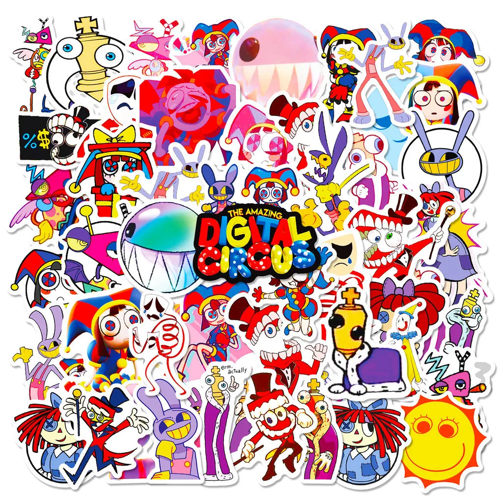 50PCS Cartoon The Amazing Digital Circus Waterproof Graffiti Stickers for Helmet Bicycle Hand Account Pencil Case Decals