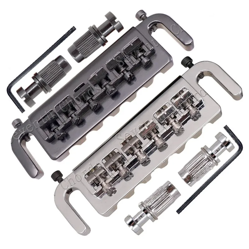 

A Set Wraparound Adjustable 6 Saddle Bridge Tailpiece For Electric Guitar Accessories Part With Hex Screw Adjust 3 Colors Choose