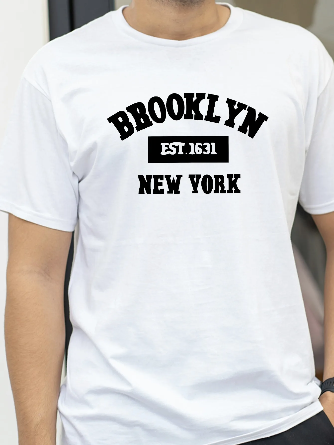 بروكلين Est.1631 نيويورك رسالة تي شيرت مطبوع رجل عادية فضفاض تي شيرت الصيف ملابس علوية من القطن موضة تنفس المحملة الملابس
