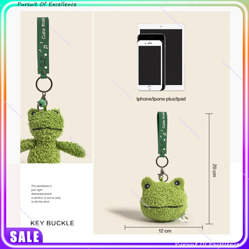 Simpatico portachiavi e portamonete in peluche con rana a testa grande - Ornamento per bambola da appendere alla zaino, regalo perfetto per coppie e vacanze