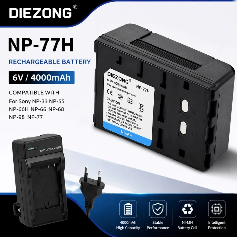 For Sony NP-33 NP-55 NP-66H NP-66 NP-68  NP-98 NP-77 +Charger Rechargeable Battery  High Qualty Camera Battery 6V /4000mAh