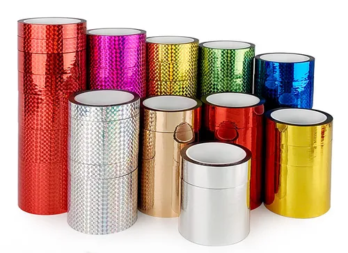 Imagen 2 del producto Cinta láser decorativa autoadhesiva de 50M, embalaje de regalo de fiesta con purpurina DIY, cinta decorativa para el hogar, pegatina de estampado en caliente, cinta dorada y plateada