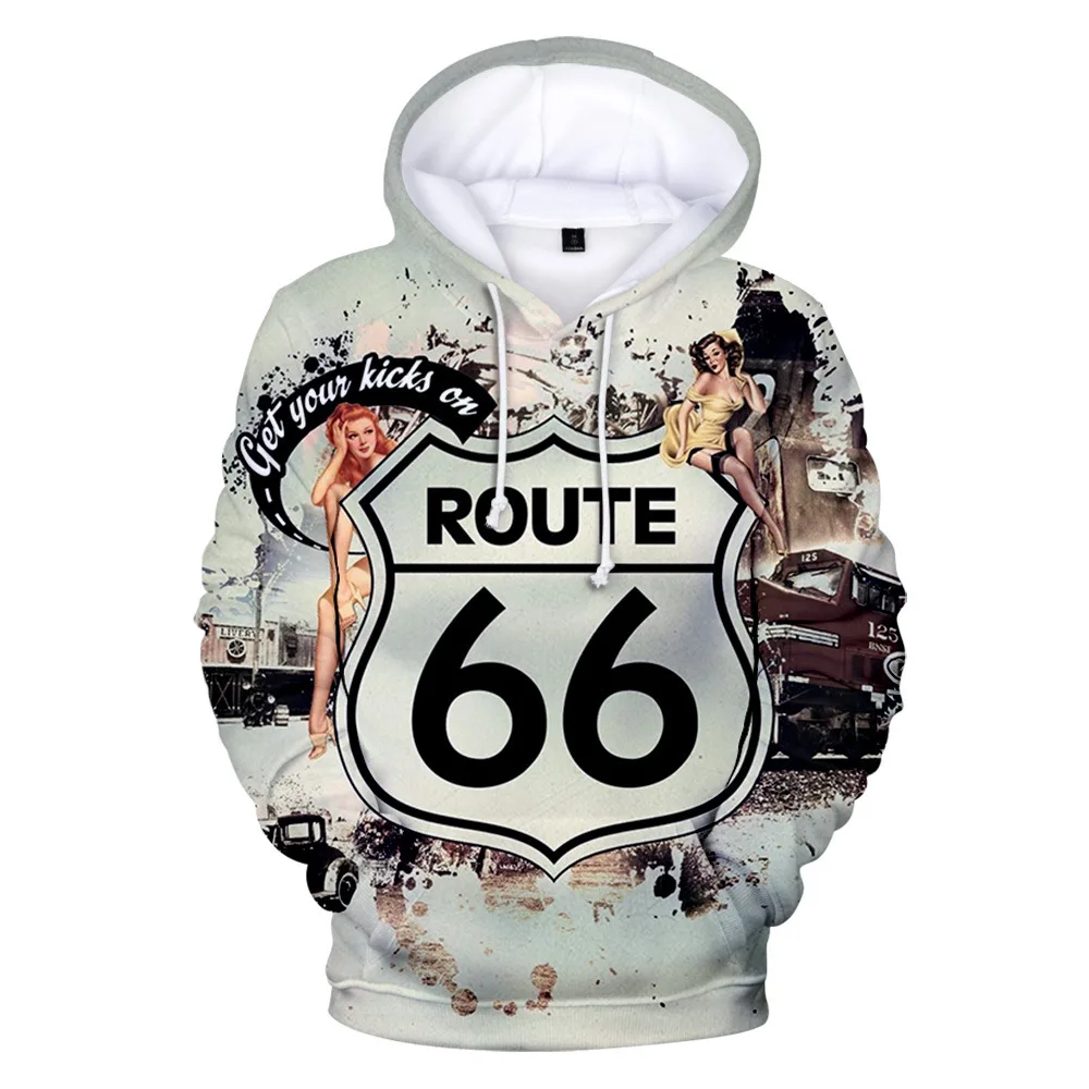 

Harajuku Comfortable Vintage Metal Poster USA Texas New York California Route 66 Sign 3D Hoodies Men/Women Sweatshirt Pullovers