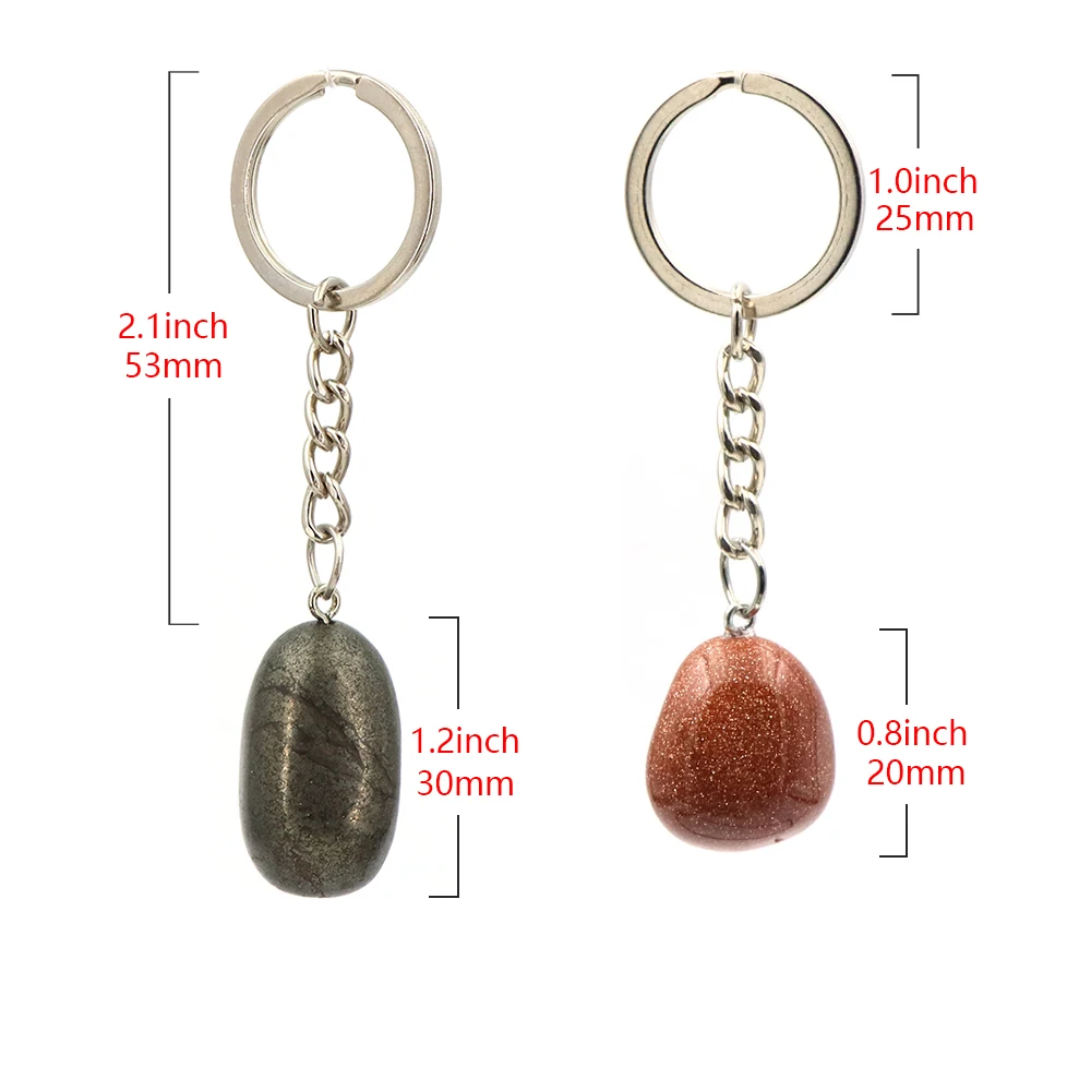 Natural Stone Key Chain Gemstone Reiki Healing Quartz Irregular Stone Pendants Charms Key Chains for Women Men Gift Accessory - view 6