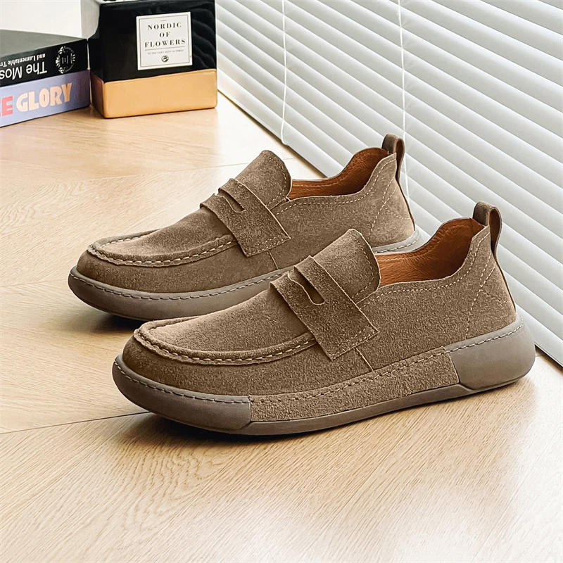 Luxury Brand Suede Loafers Leather Shoes for Mens Outdoor Light Handmade Walk Sneakers Comfort Casual Shoes Men Slip-On Driving