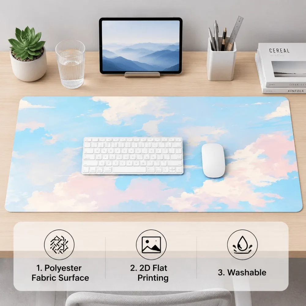 The minimalist cloud-printing desk pad is smooth and suitable for office workers, students, and home offices for decoration