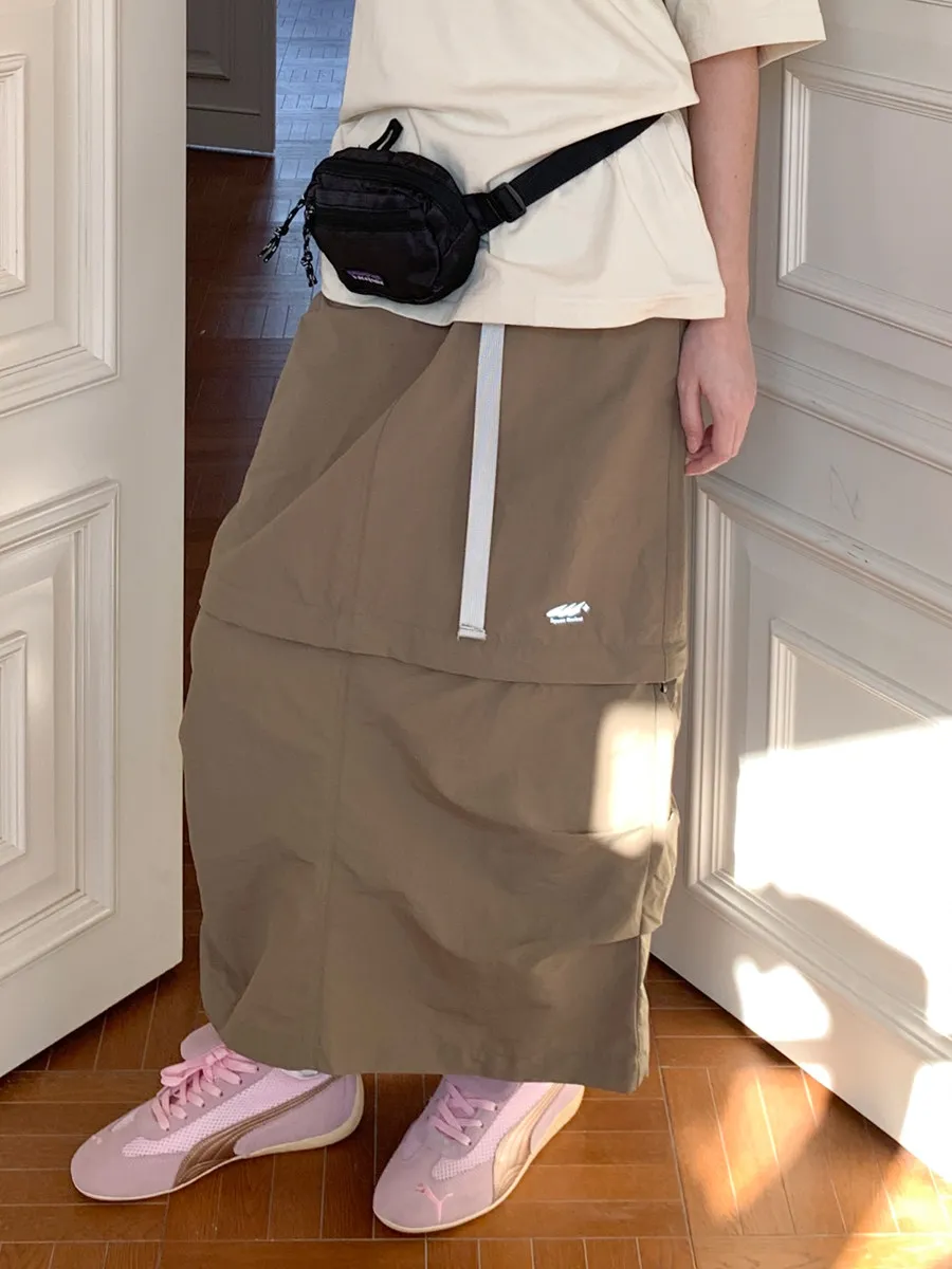 Detachable Outdoor Women's  Skirt Two-Way Wear Half-Length A-Line Skirt Nylon Fabric Summer Season Fashion Ladies Skirt