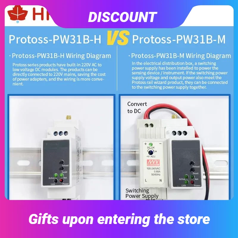 Sconto Porta seriale su guida DIN RS485 a 2.45 Convertitore WiFi 5G Server PW31B AC110V ~ 220V o DC Supporto Modbus TCP a RTU MQTT
