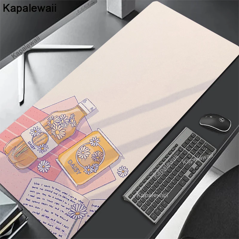 

Anime Pink overlocked mousepad xxl desktop keyboard table pad Cute Pink series game desk mat computer accessories