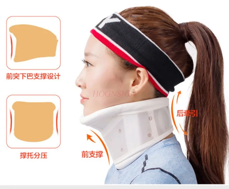 Neck Cervical Traction Device with Chin Support Collar Brace Support Hard Plastic for Headache Neck Pain Hight Adjustable