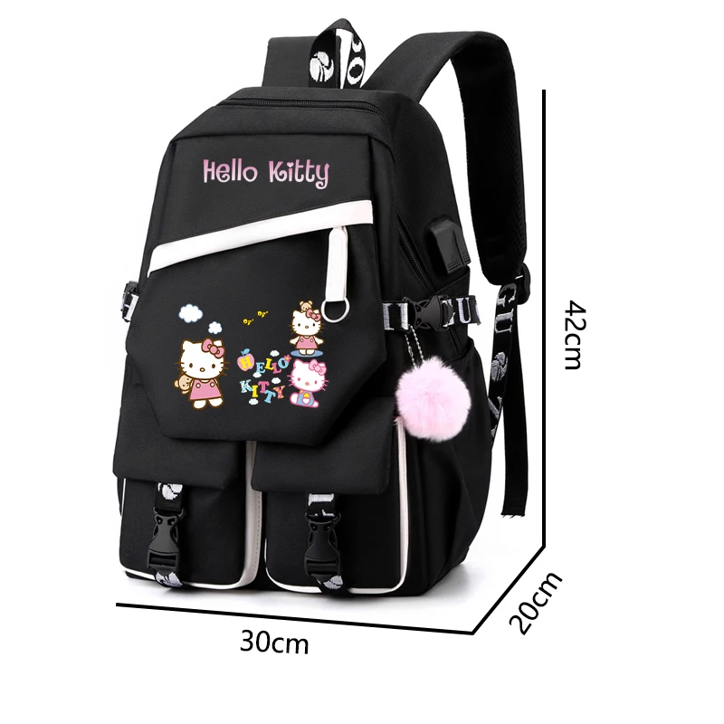 Cute Hello Kitty Backpack Girl Boy Teenager Schoolbag Student Back To School Mochila Women Rucksack Anime Cartoon Leisure Bags