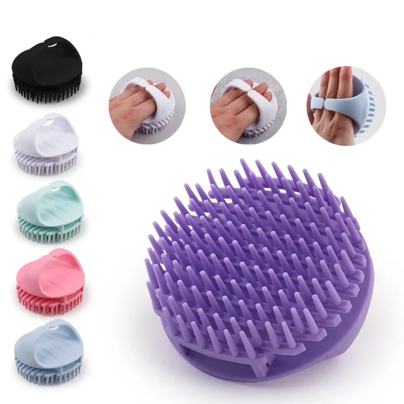 Silicone Massage Shampoo Brush One-Piece Design Scalp Massager Deep Cleaning Remove Dandruff Relieve Oil Massage Tool Wholesale