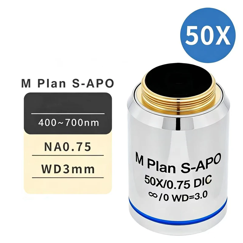 Metallographic Semi-APO M Plan Infinity Microscope Objective Long Working Distance Differential Interference Objective Lens