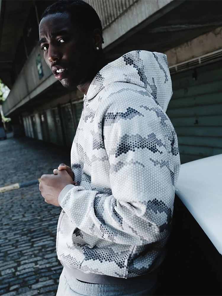 

Merta Men's Zipper Hoodie Cardigan Snake Pattern Casual Loose Fit Hip Hop Sle American Streetwear Autumn Winter Outerwear