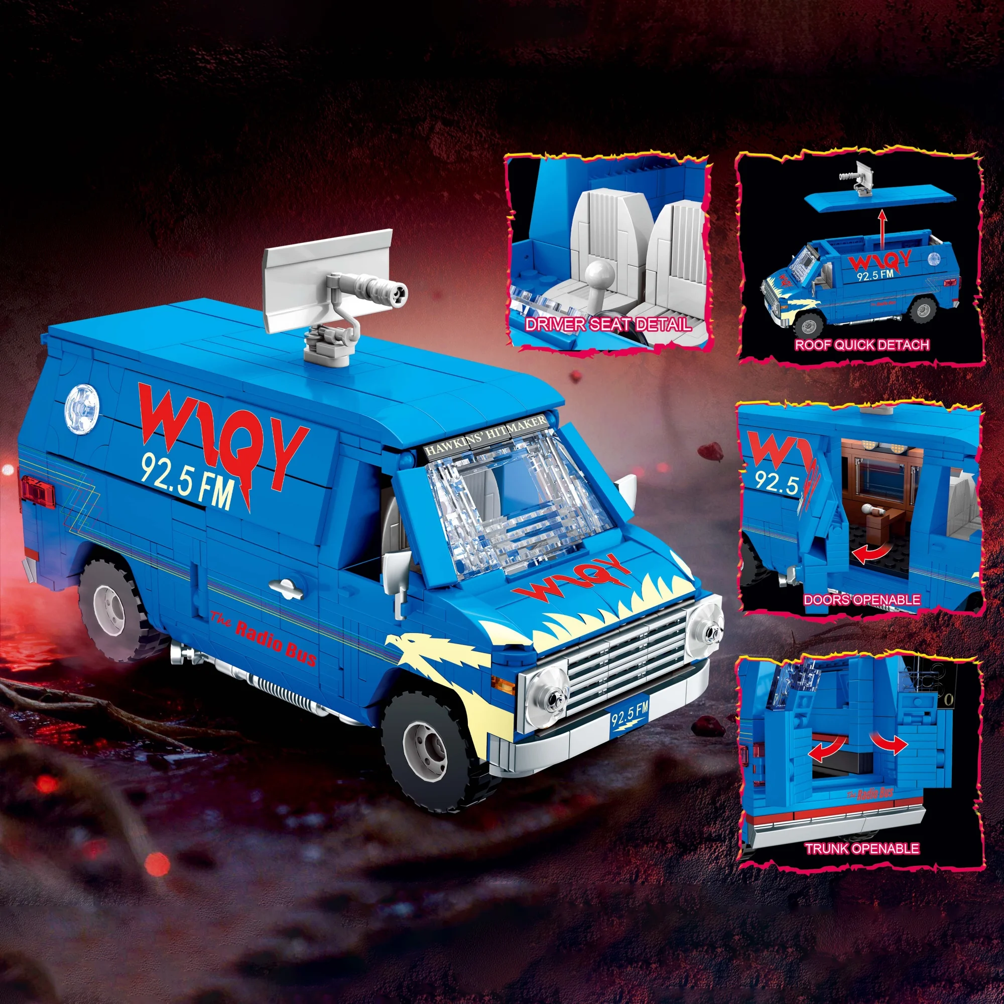 730pcs Stranger Bus Building Blocks Technical City Passenger Blue Bus Car Vehicle Model Bricks Puzzle DIY Toys for Adults Gifts