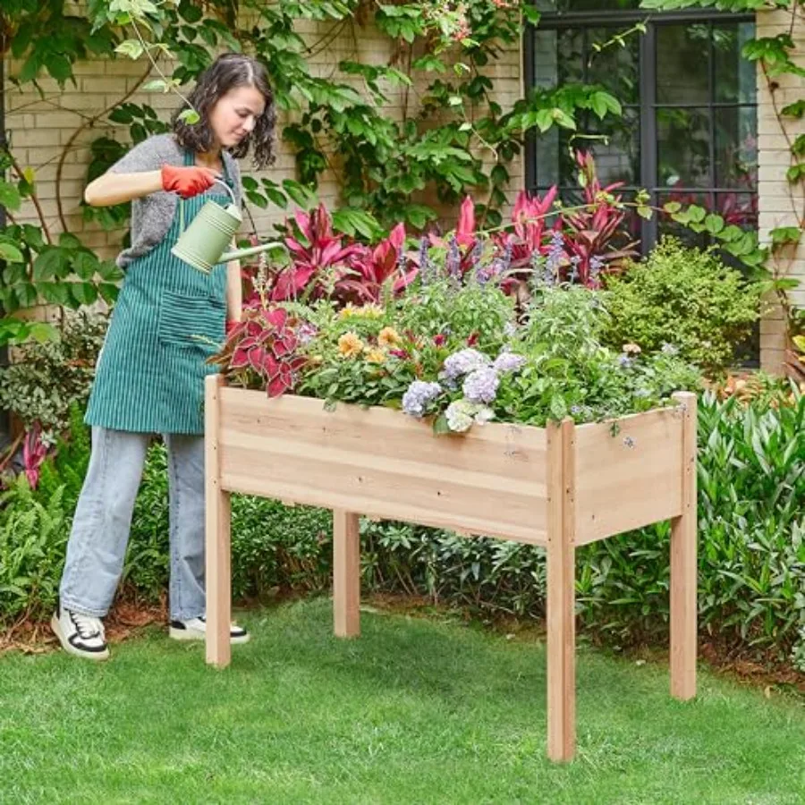 Raised Garden Bed 2Pcs Elevated Wood Planter Box Outdoor, Wood