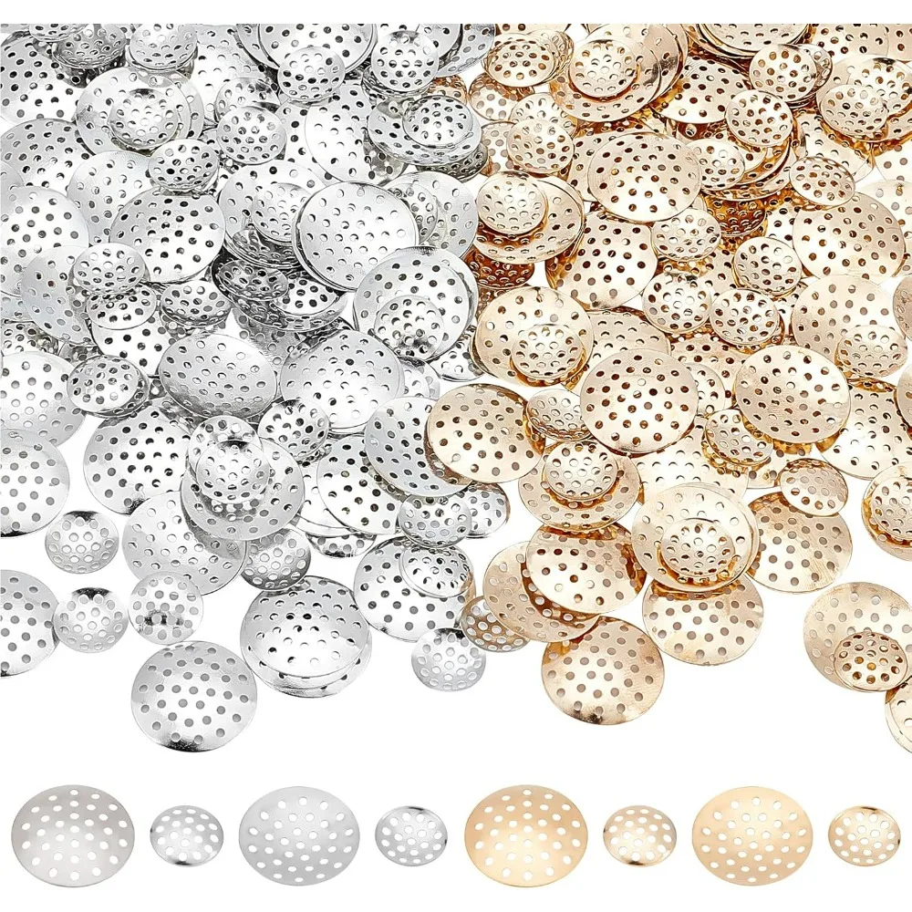 400 Pcs Brooch Base Pad, Blank Brooch Sieve Findings Flat Round Disc Dangle Drop Earrings Making Supplies for Jewelry Making