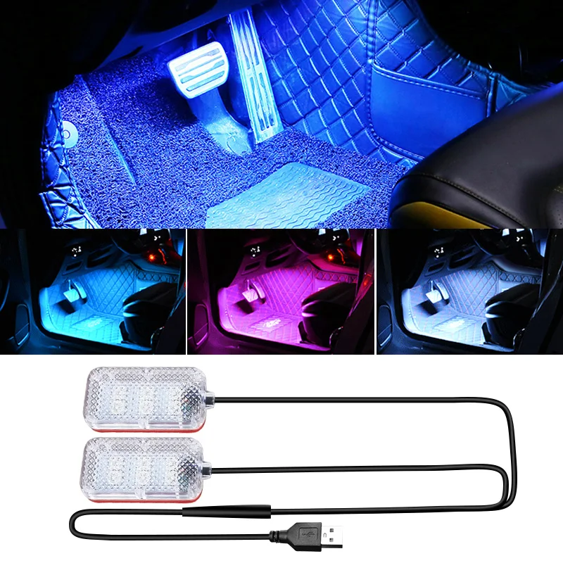 LED Car Interior Ambient Foot Light Backlight Lighting 5V/12V Auto Decorative Atmosphere Neon Lamp Vehicle Accessories