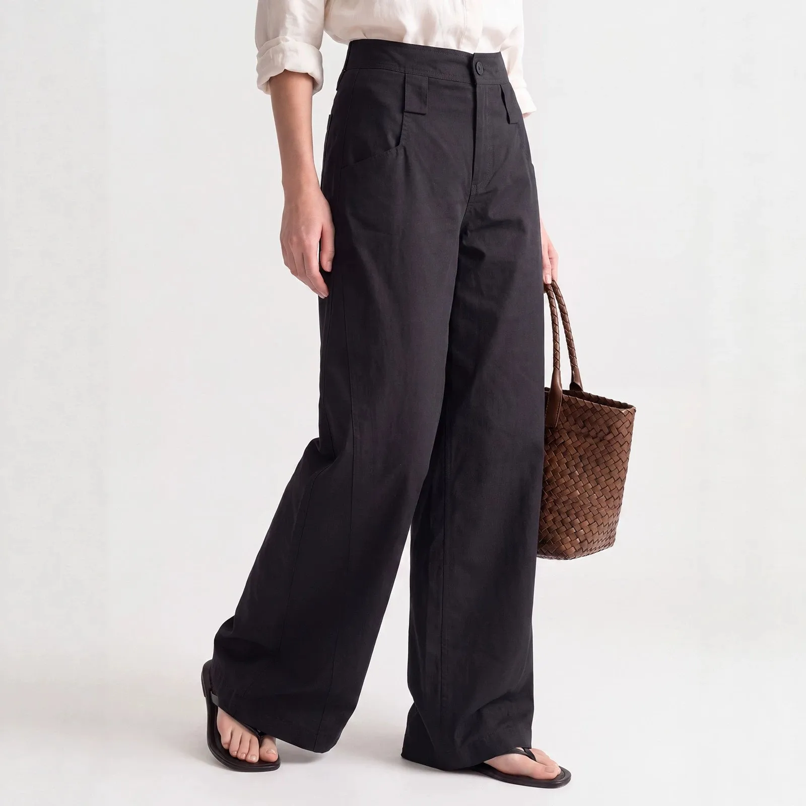 Casual Pocket Pants Mid Waist Japanese Korean Casual with Full Length Patchwork Regular Thickness No Stretch Autumn Women Pants