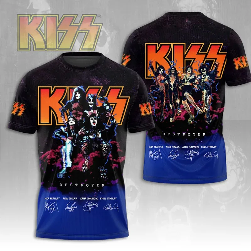 Rock Band Kiss T-shirts 3D Printing T Shirt Summer Men Women Funny Hip hop Short sleeve O-neck Tee Shirt Street Man Tops