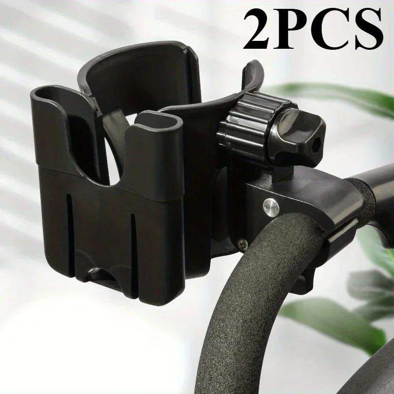 2-in-1 Universal Stroller Water Cup Holder with Phone Holder, Universal Bottle Holder for Wheelchair Stroller Accessories