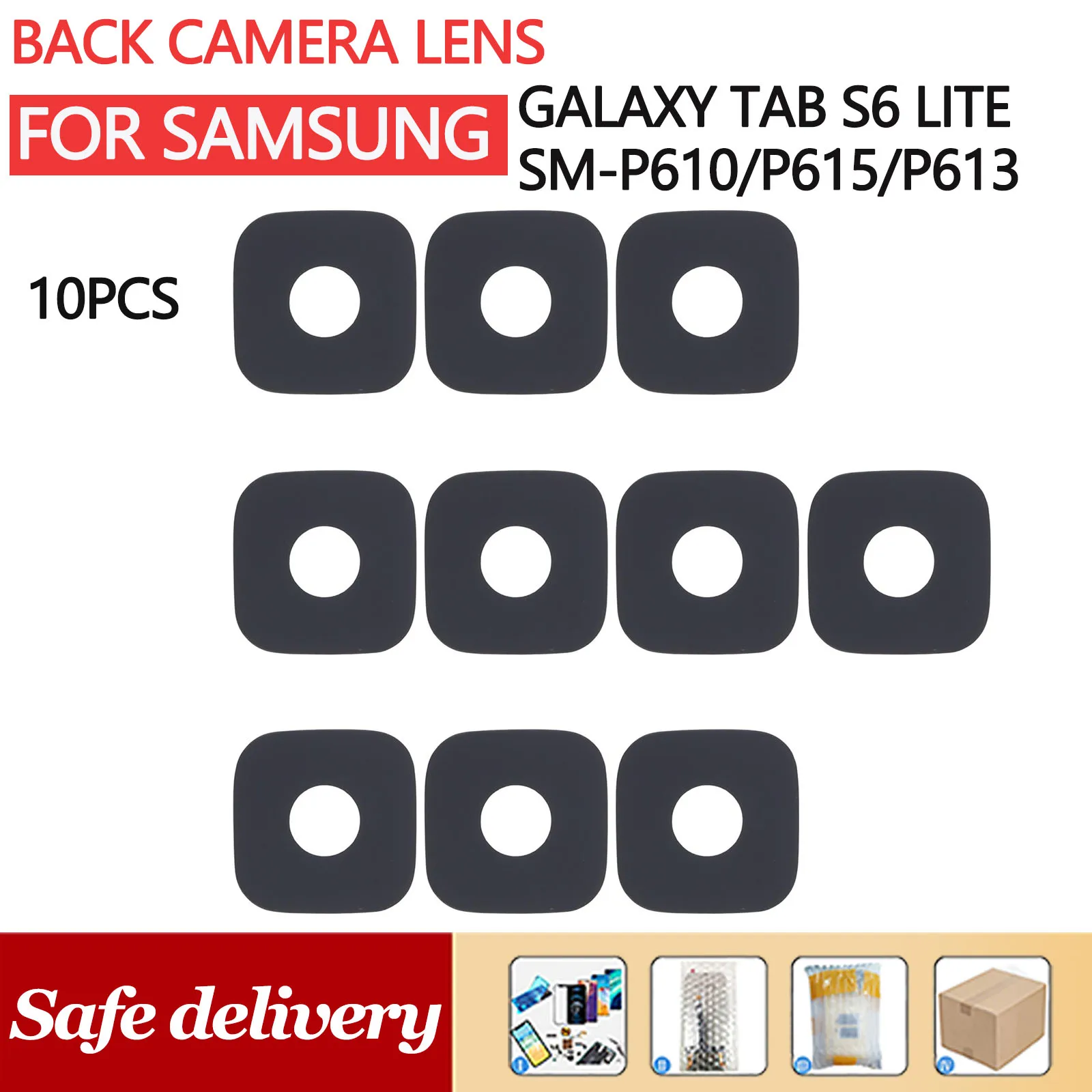 Para Samsung Galaxy Tab S6 Lite SM-P610/P615/P613 10 peças Lente da Câmera Traseira