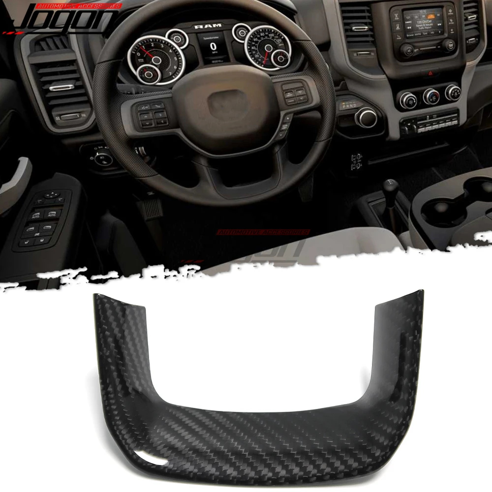 Real Carbon Fiber Steering Wheel Stickers Button Cover Trim For Dodge Ram TRX 1500 2500 2019 2020 2021 2022 2023 Car Accessories