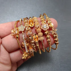 Wando 31 Styles Dubai Gold Color Baby Bangles For Kids Baby Promotion Sale Child Birthday Gifts Children'S Bracelets