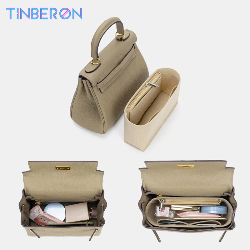 TINBERON Storage Felt Bag liner High Quality Felt Cloth Cosmetic Bag Support Type Shockproof Female Bag Makeup Arrange Lined Bag