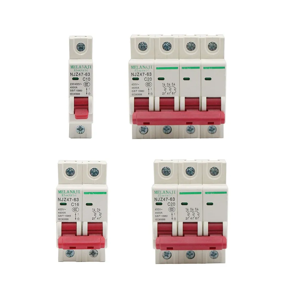 voltage protector C Type Mini Circuit Breaker MCB Short Overload Circuit Protector 35mm Din Rail Mount Breaking Capacity 6KA