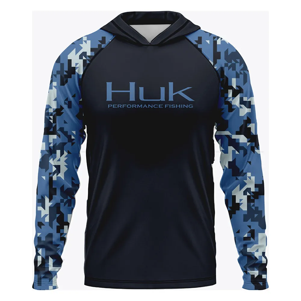 

Huk Fishing Shirt UPF 50 Hooded Fishing Clothes Summer Sun Protection Hoodie Men Jersey Camisa De Pesca