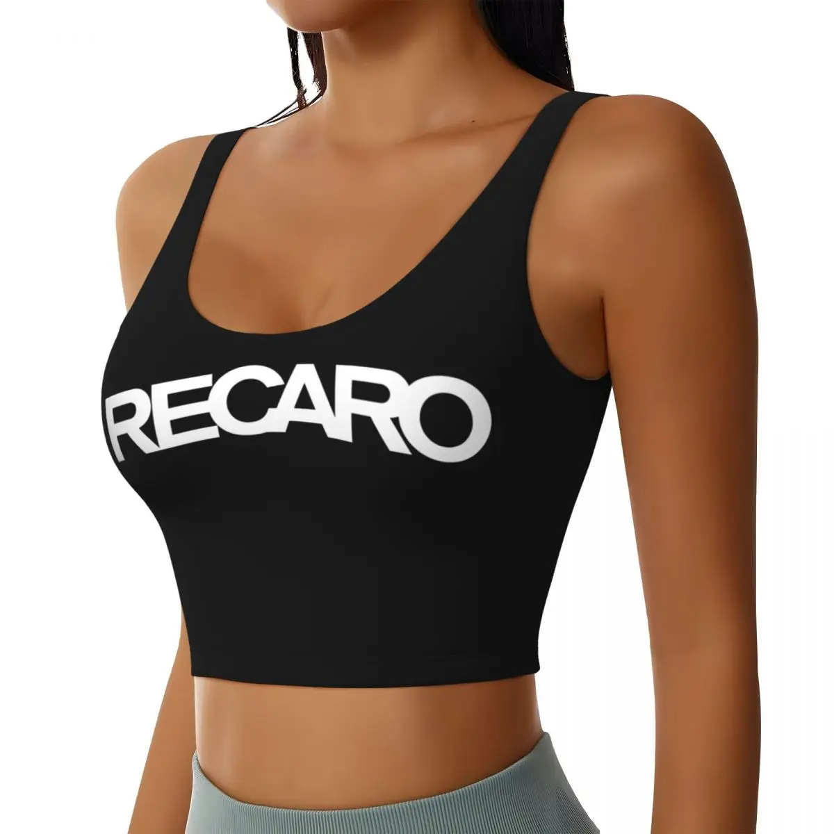 Custom Recaros Logo Workout Crop Tank Tops Women's Seamless Yoga Running Sports Bras