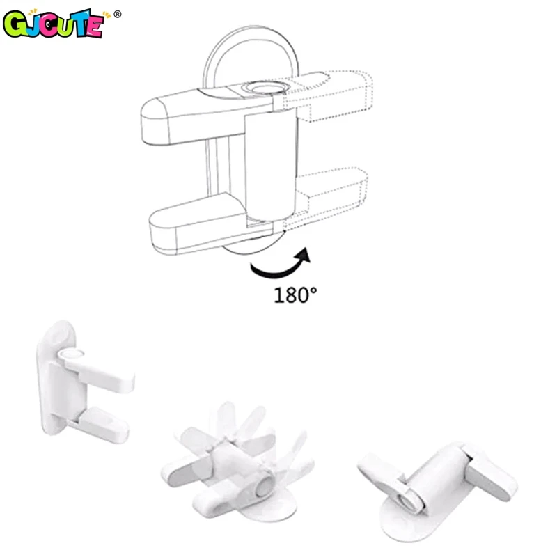 1Pcs Plastic Baby Safety Door Lever Lock Self Adhesive Blocker Handle Jammer Prevent Kids To Open Bedroom Bathroom Kitchen Door