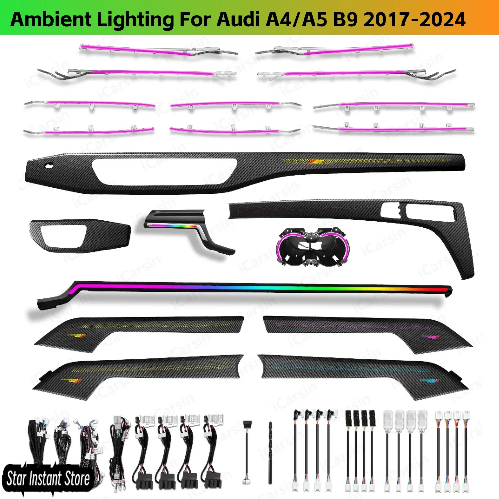 

Upgrade Short-wheel Version Led Car Interior Ambient Light Decoration for Audi A4/A5 B9 2017-2024 Trim Accessories