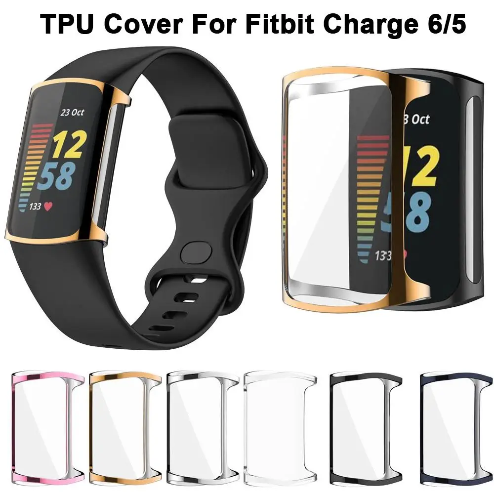 

New Full Cover TPU Case Smart Bumper Screen Protector Watchband Accessories Protective Shell for Fitbit Charge 6/5