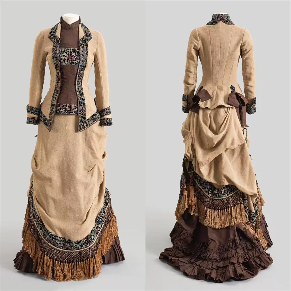 

1851s Victorian Bustle Walking Dress Renaissance Edwardian Gothic Steampunk Duchess Vintage Regency Ball Gown
