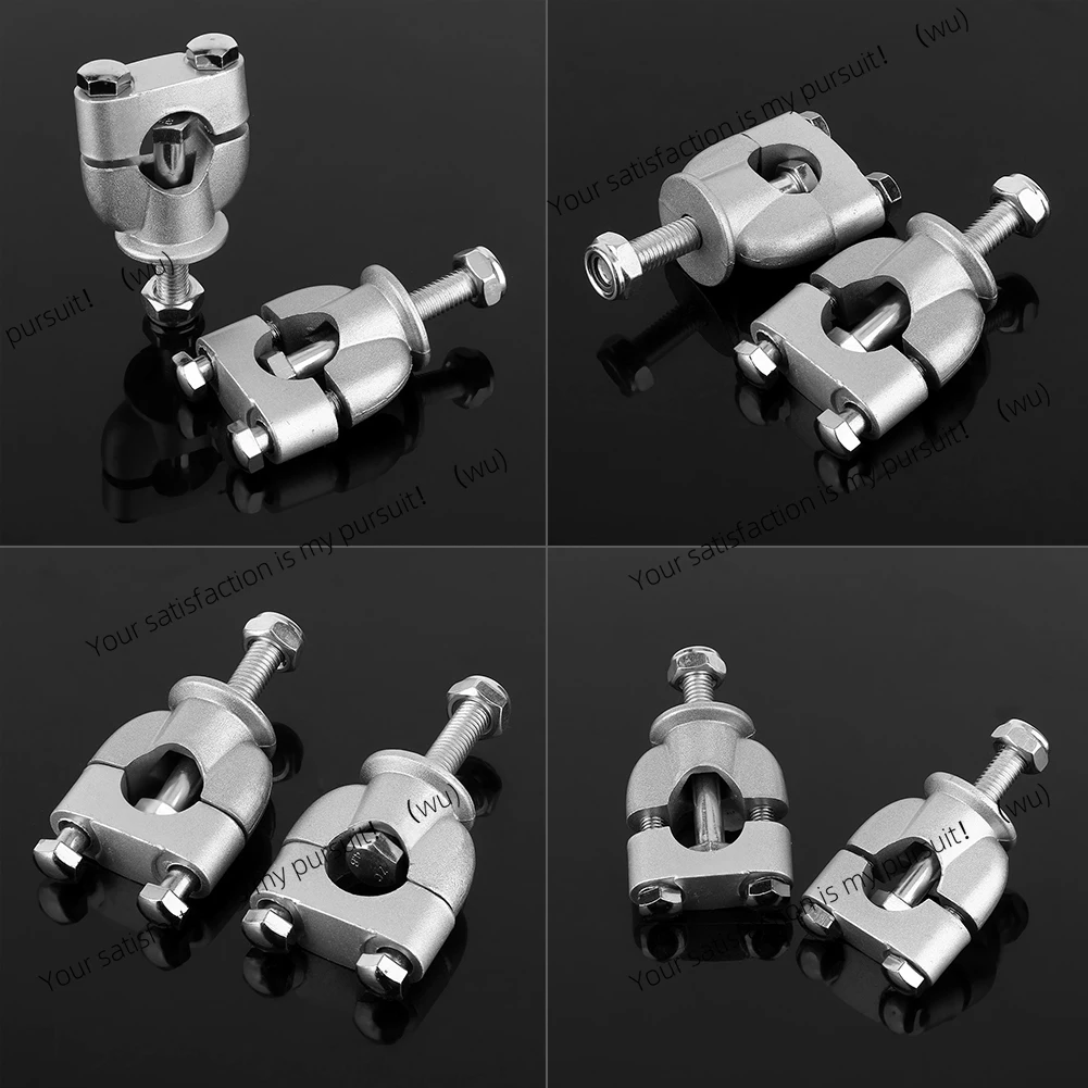 1 Pair 7/8' 22mm Silver Handle Bar Mount Mounting Riser Clamp For ATV Motorcycle