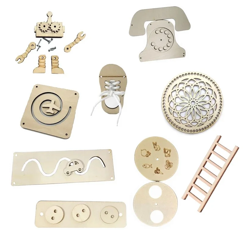 Baby Montessori Wooden Toy DIY Activity Board Busy Board Accessories Component Education Toy Development Toy for Children Girls
