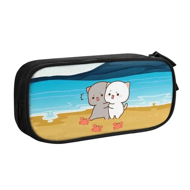 Peach And Goma Surfing Cute Couple Mochi Cat Case Stationery Bag Pouch Holder Box Organizer for Teens Girls Adults Student