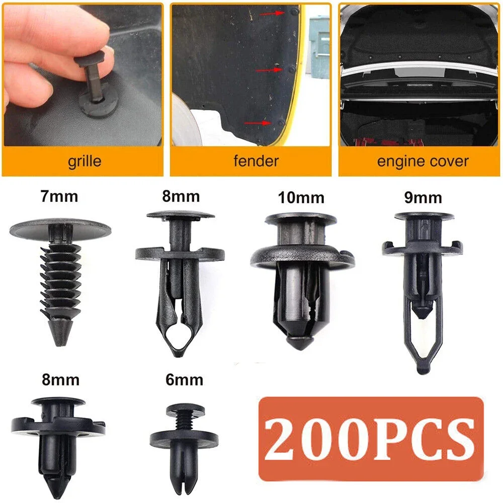 Car Fastener Clip Mixed Kit Plastic Push Fixed Pin Threaded Rivet Clips for Car Door Trim Body Bumper Panel Auto Repair Parts