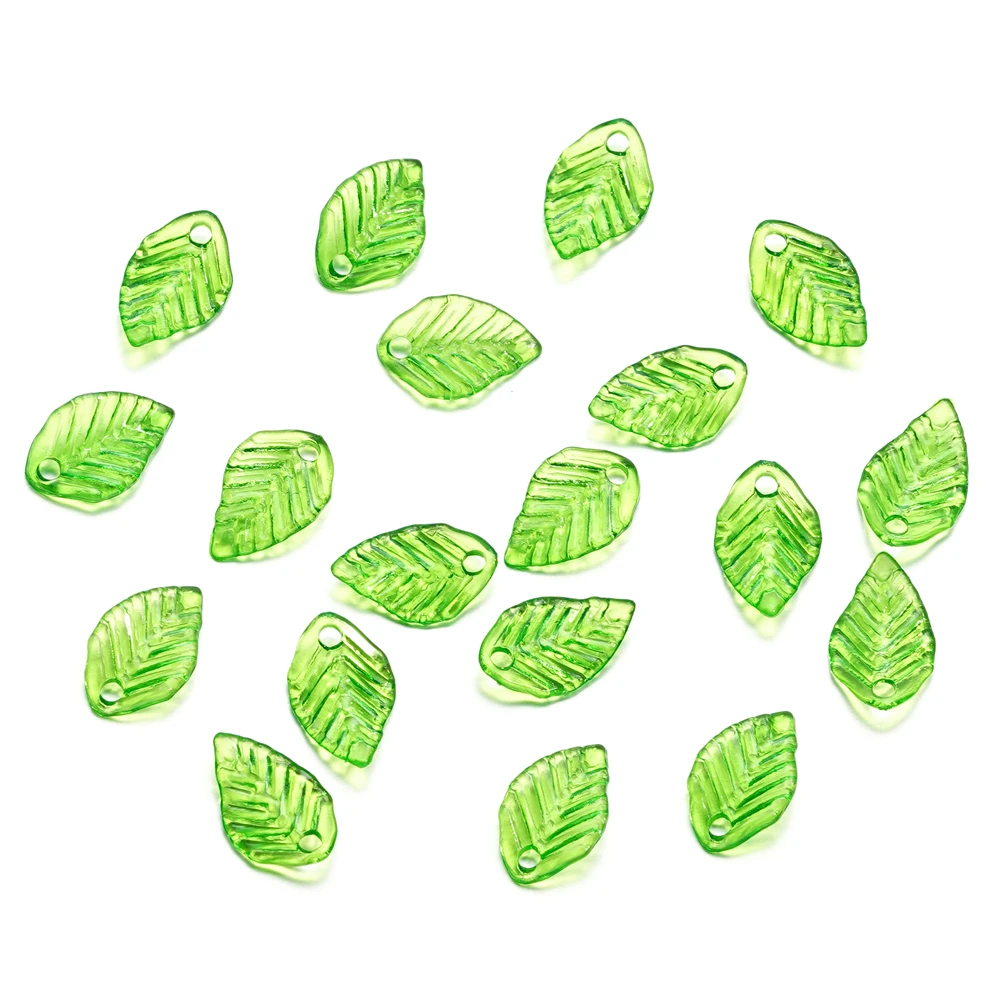 10-100 Stück gemischte grüne Blätter Acryl Anhänger verschiedene Spacer Charms Perlen für Schmuckherstellung Diy Halskette Armband Ohrring – Detail 6