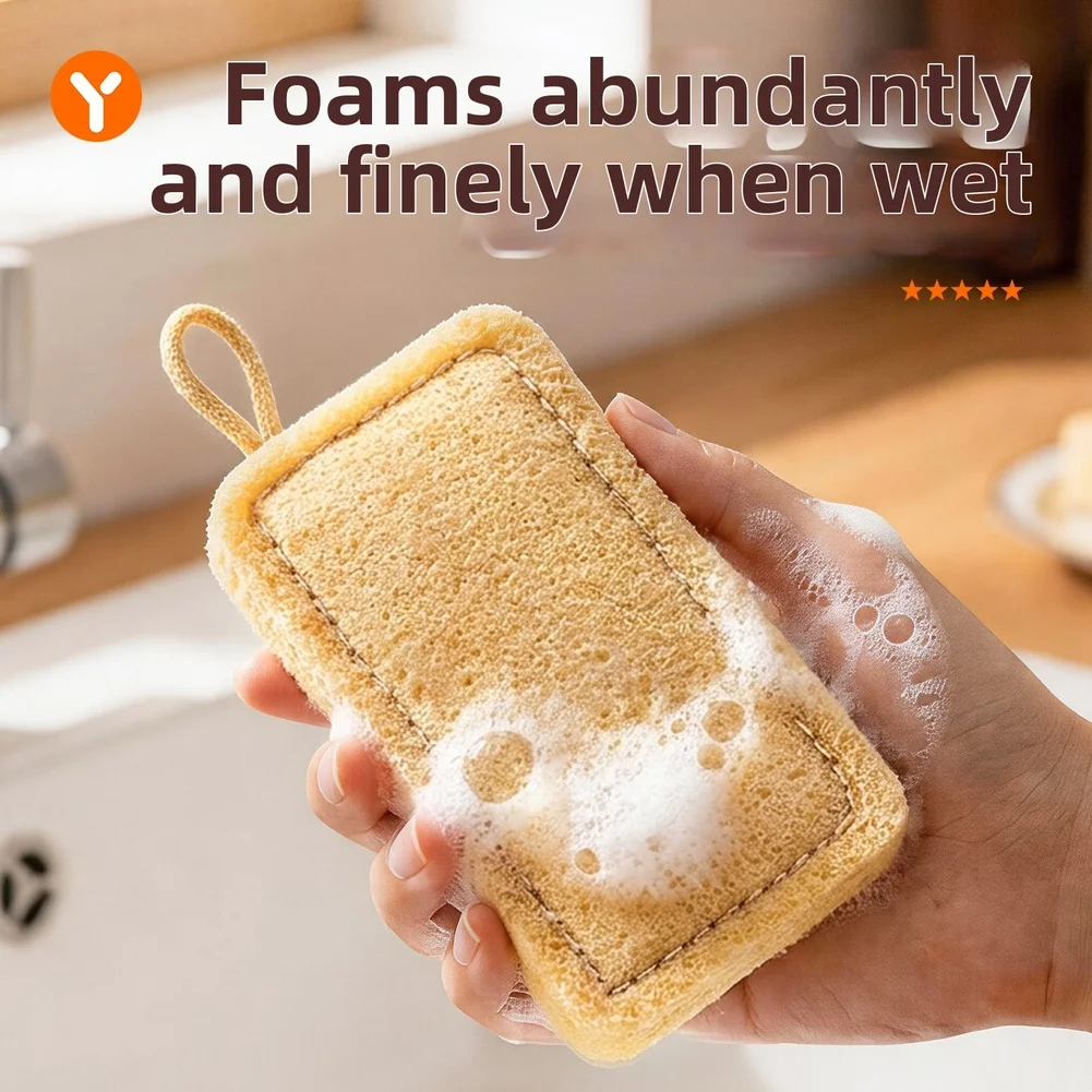Plant Derived Loofah Sponge for Conscious For Kitchen Dishwashing 8x13cm Size for beige Color 4 pack 8 pack Available