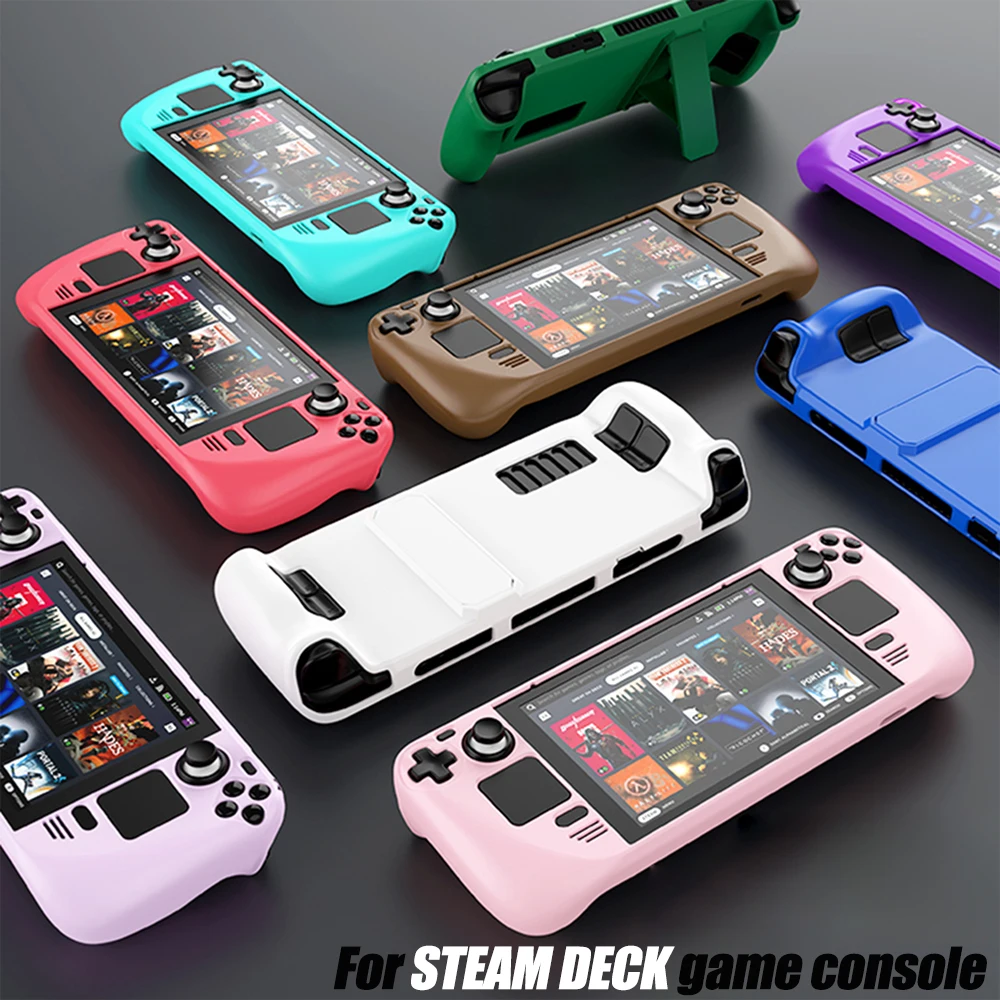 For Steam Deck Game Console Cover Shell with Bracket Shockproof Protection Case Frame Protector  Stand Non-slip Cover Accessorie