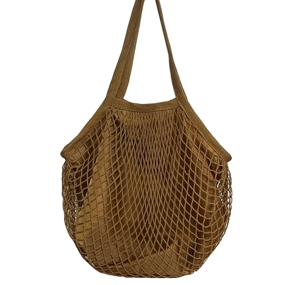 Reusable Grocery Bags Fruit Vegetable Net Bag Washable Cotton Mesh String Organic Organizer Handbag Short Handle Top-Handle Bags