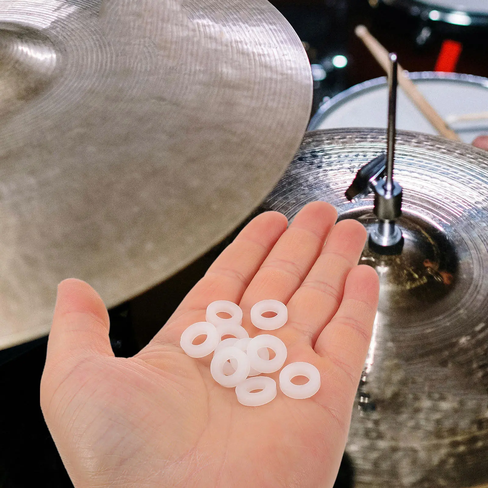 100Pcs White Plastic Snare Drum Washers Enhancement Easy Adjustment Universal Compatibility Drum Kit Pad Set