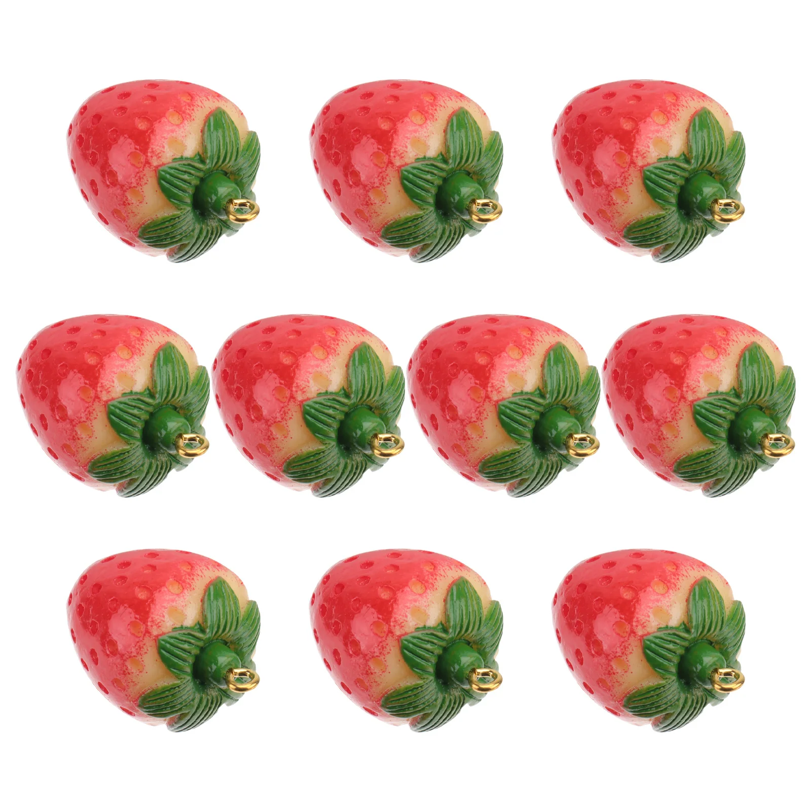 

10 Pcs Red Artificial Strawberry Simulated Keychain Embellishment Charms Diy Jewelry Making Supply Resin Craft Decor