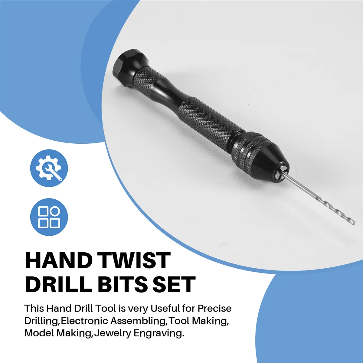 Set di punte a mano morsa di precisione con 25 pezzi Mini punte elicoidali per modello, fai da te, creazione di gioielli, utensile rotante multiuso