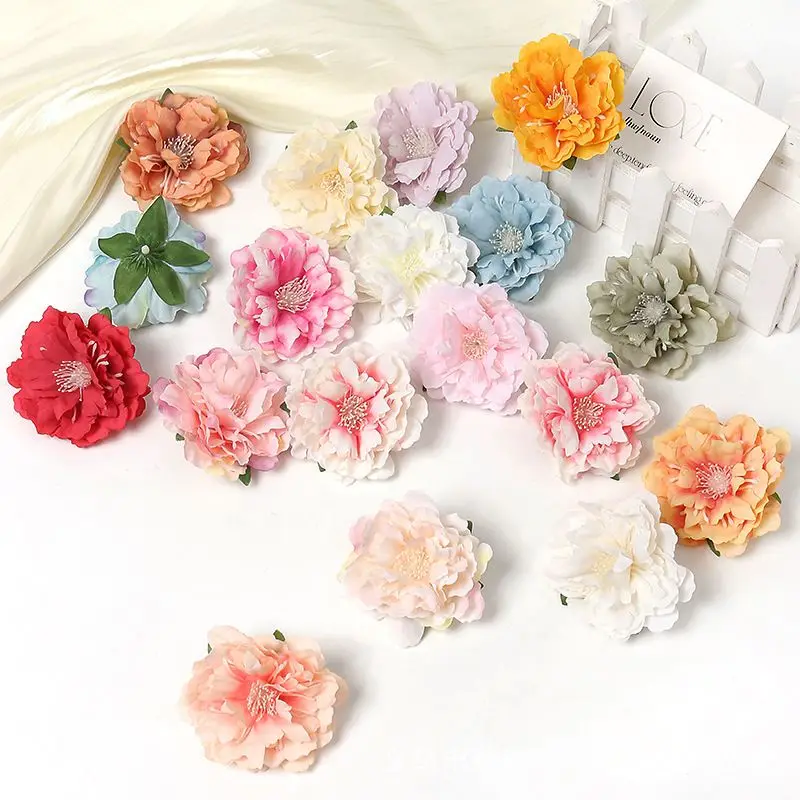 5/10pcs Artificial Flower Silk Peony Scrapbook Diy Home Vase Christmas Wreath Wedding Wall Decoration Garden Arch Accessories